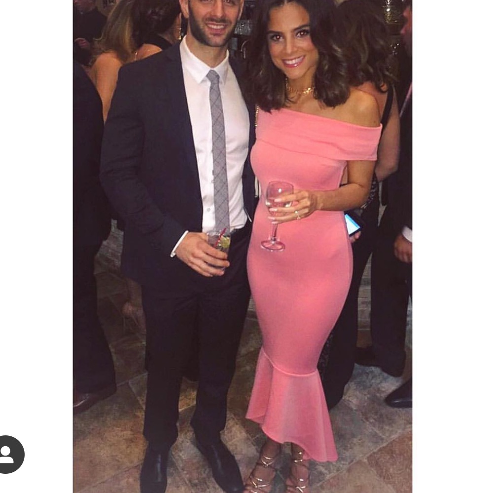 Off the shoulder formal dress - pink